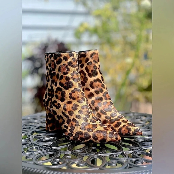 J. Crew — Calf Hair Animal Print Ankle Boots - Picture 1 of 7